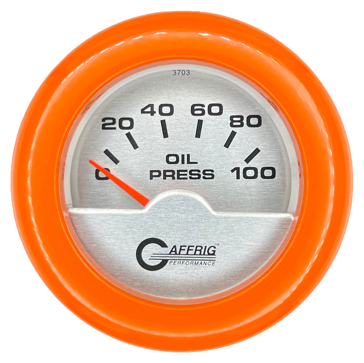 GAFFRIG 2 INCH ELECTRIC OIL PRESSURE GAUGE 0-100 PSI FAT RIM (218) / ORANGE / PLATINUM
