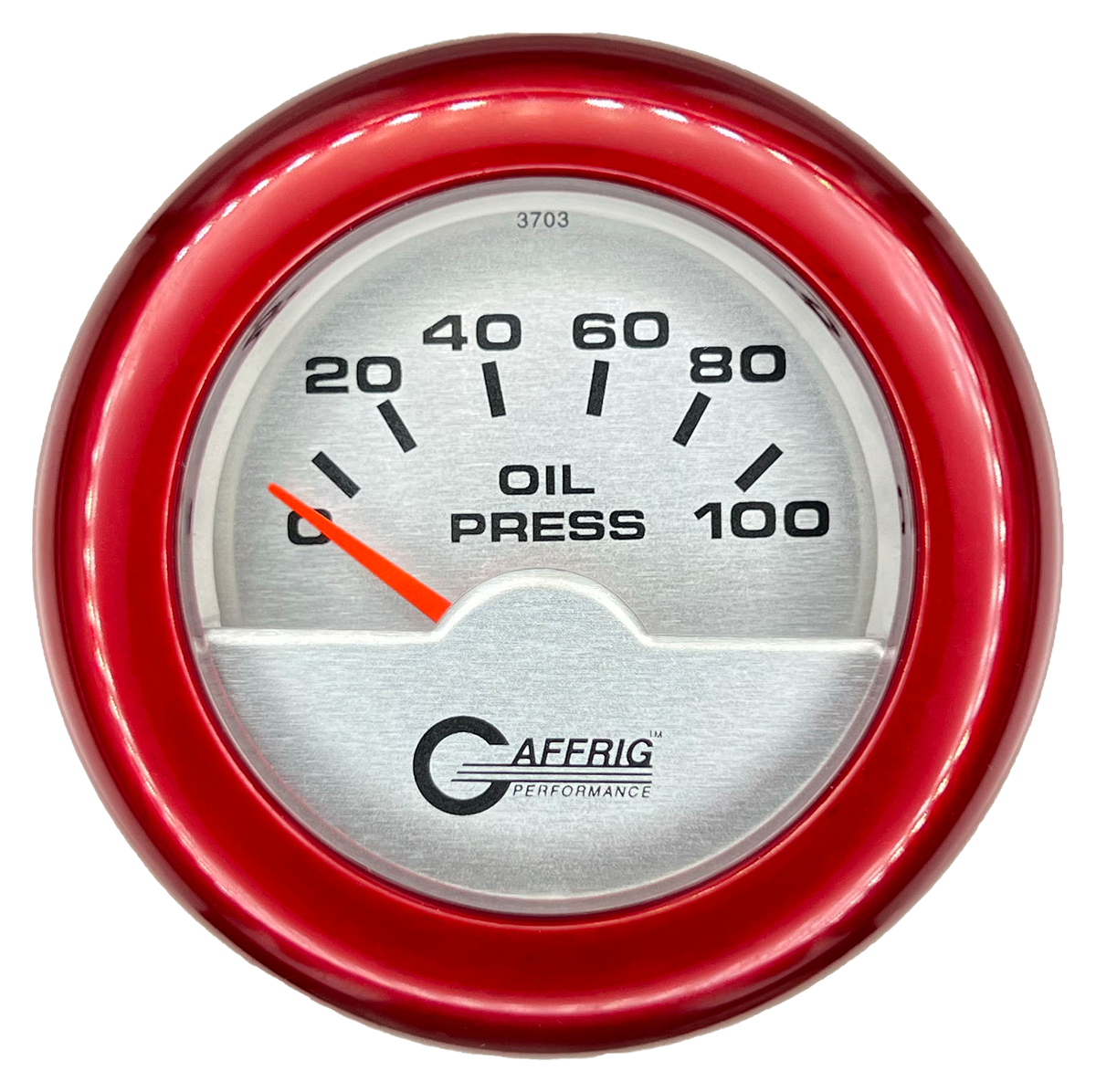 GAFFRIG 2 INCH ELECTRIC OIL PRESSURE GAUGE 0-100 PSI FAT RIM (218) / RED / PLATINUM