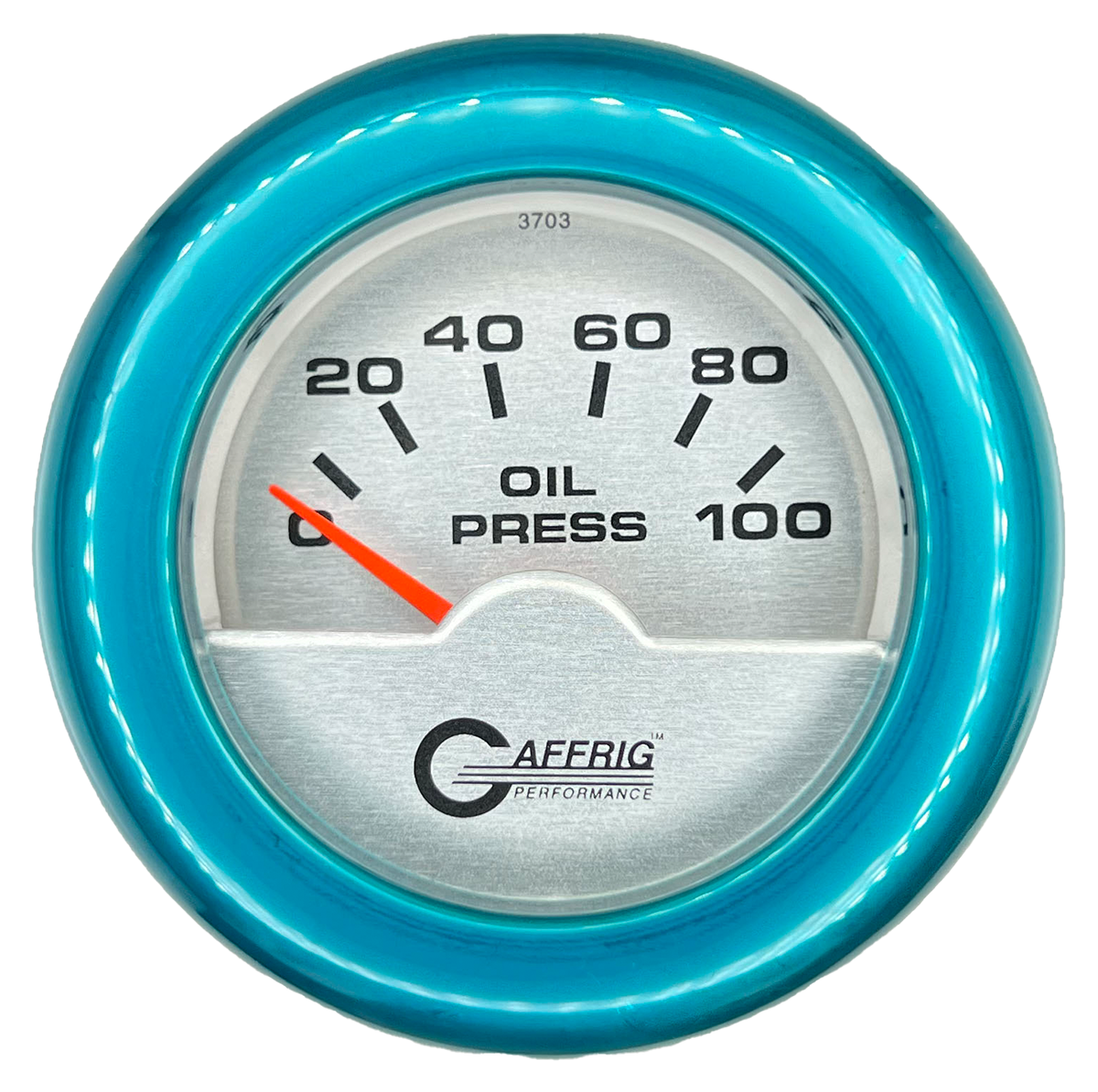 GAFFRIG 2 INCH ELECTRIC OIL PRESSURE GAUGE 0-100 PSI FAT RIM (218) / TEAL / PLATINUM