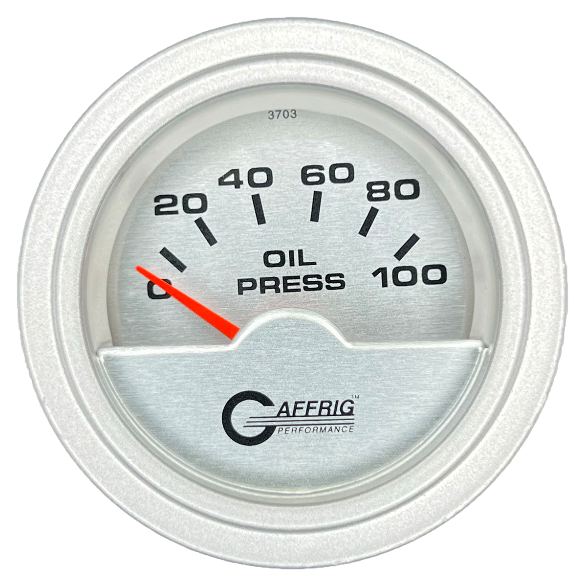 GAFFRIG 2 INCH ELECTRIC OIL PRESSURE GAUGE 0-100 PSI STEP RIM (002) / PLATINUM / PLATINUM
