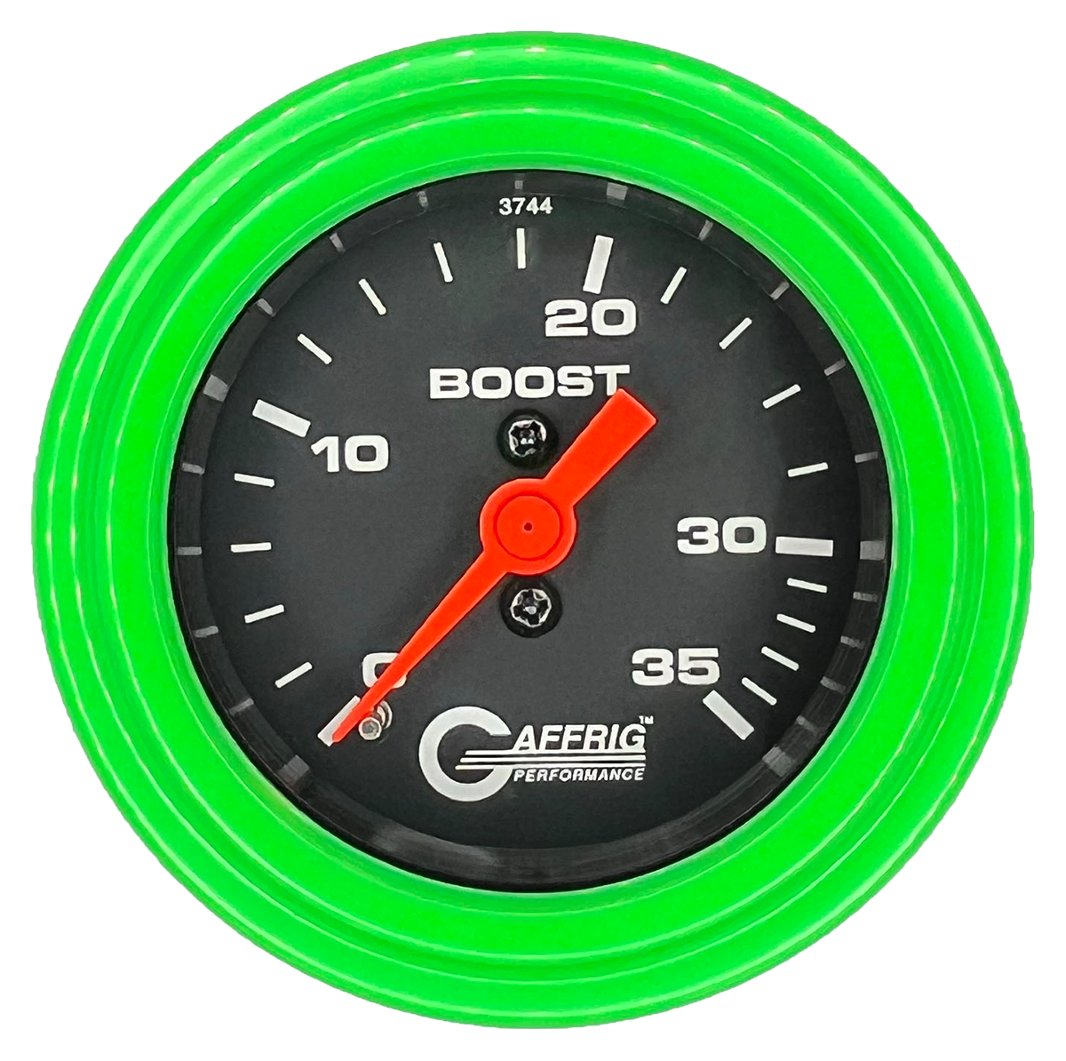 GAFFRIG 2 INCH MECHANICAL BOOST 0-35 PSI GAUGE STEP RIM (002) / LIME GREEN / BLACK