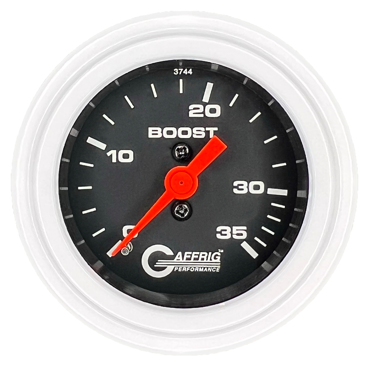 GAFFRIG 2 INCH MECHANICAL BOOST 0-35 PSI GAUGE STEP RIM (002) / WHITE / BLACK