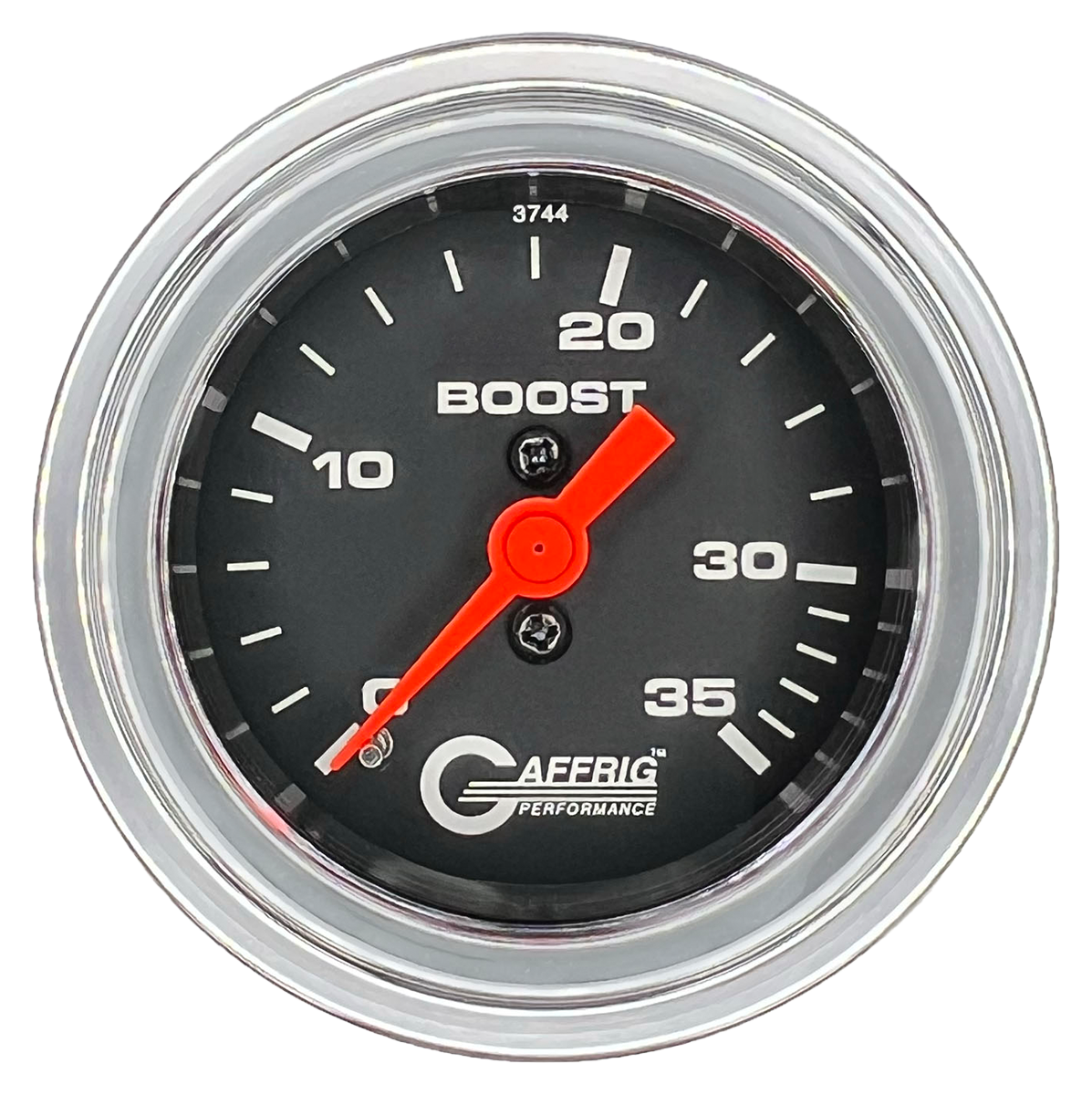 GAFFRIG 2 INCH MECHANICAL BOOST 0-35 PSI GAUGE STEP RIM (002) / CHROME/POLISHED / BLACK