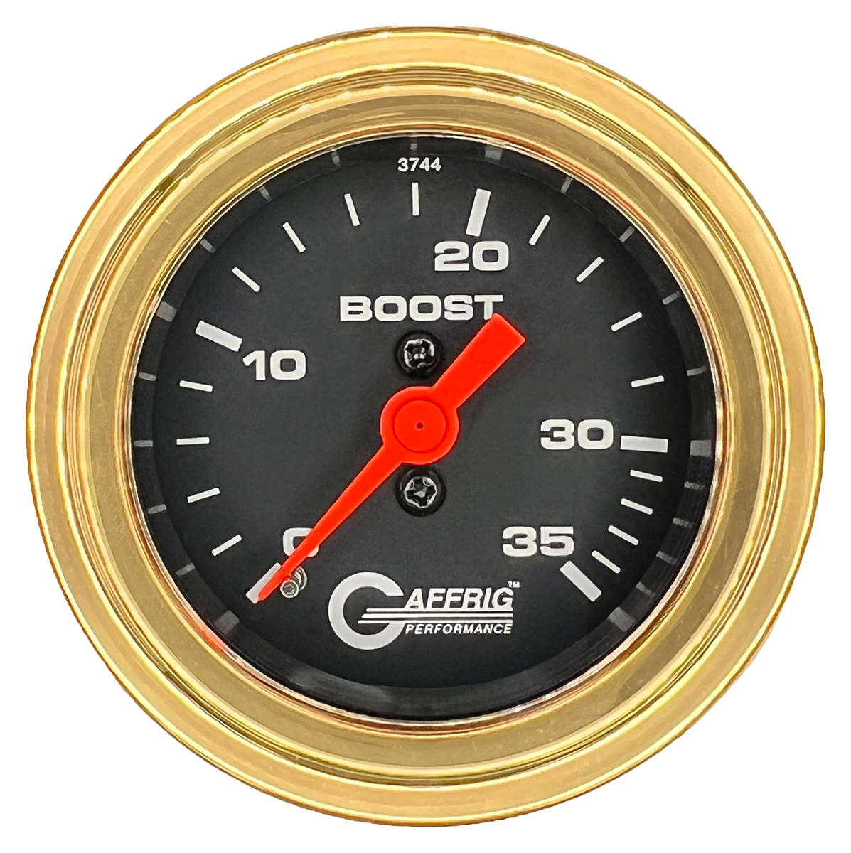 GAFFRIG 2 INCH MECHANICAL BOOST 0-35 PSI GAUGE STEP RIM (002) / GOLD / BLACK