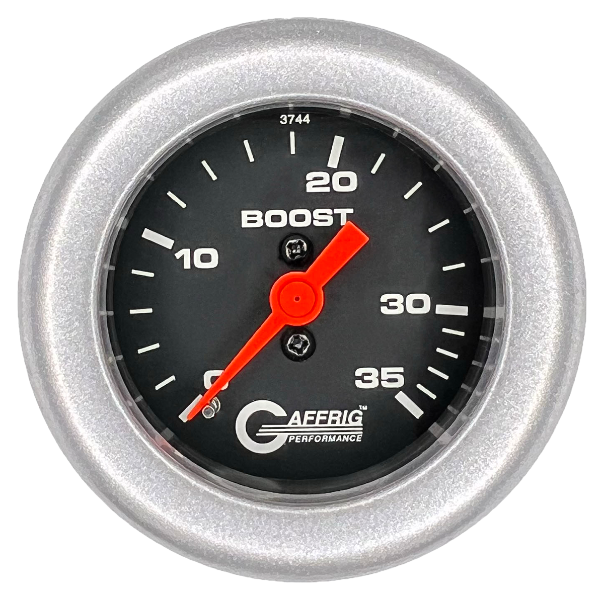GAFFRIG 2 INCH MECHANICAL BOOST 0-35 PSI GAUGE FAT RIM (218) / PLATINUM / BLACK