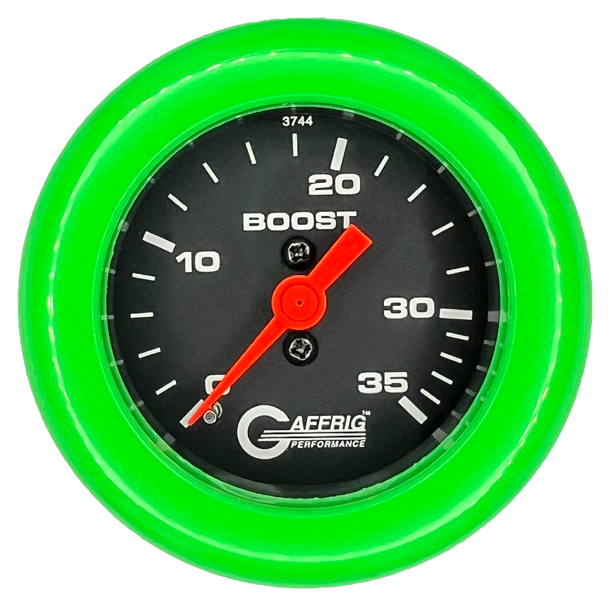 GAFFRIG 2 INCH MECHANICAL BOOST 0-35 PSI GAUGE FAT RIM (218) / LIME GREEN / BLACK