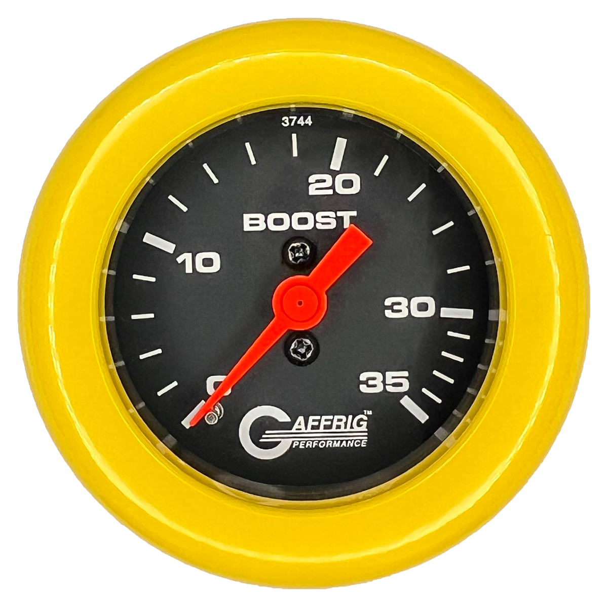 GAFFRIG 2 INCH MECHANICAL BOOST 0-35 PSI GAUGE FAT RIM (218) / YELLOW / BLACK