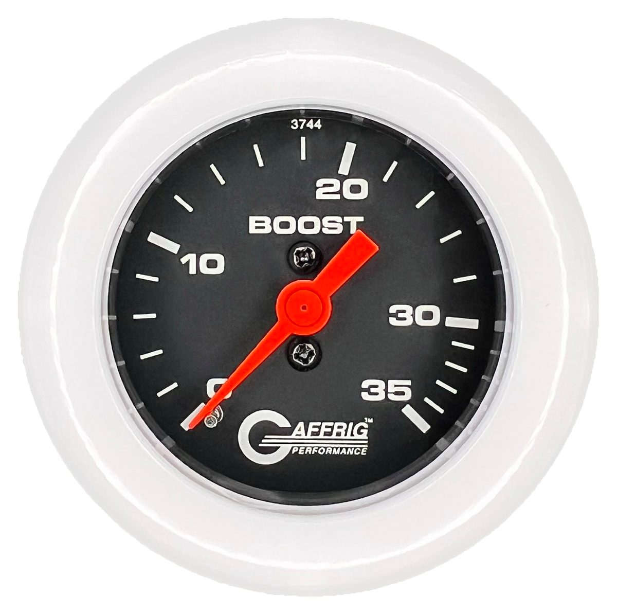 GAFFRIG 2 INCH MECHANICAL BOOST 0-35 PSI GAUGE FAT RIM (218) / WHITE / BLACK