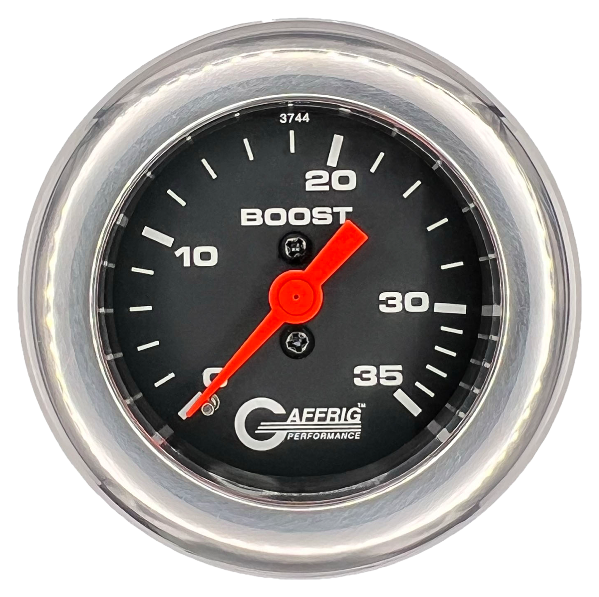 GAFFRIG 2 INCH MECHANICAL BOOST 0-35 PSI GAUGE FAT RIM (218) / CHROME/POLISHED / BLACK