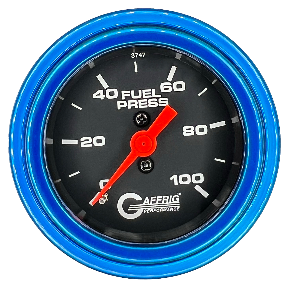GAFFRIG 2 INCH MECHANICAL FUEL PRESSURE 0-100 PSI GAUGE STEP RIM (002) / BLUE / BLACK