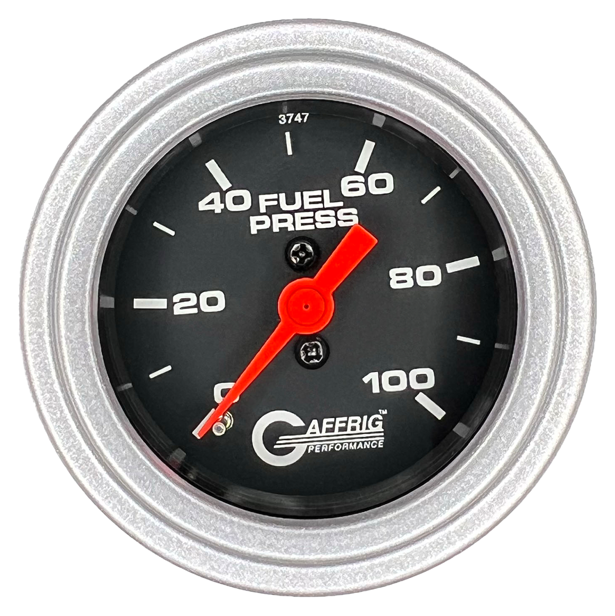GAFFRIG 2 INCH MECHANICAL FUEL PRESSURE 0-100 PSI GAUGE STEP RIM (002) / PLATINUM / BLACK