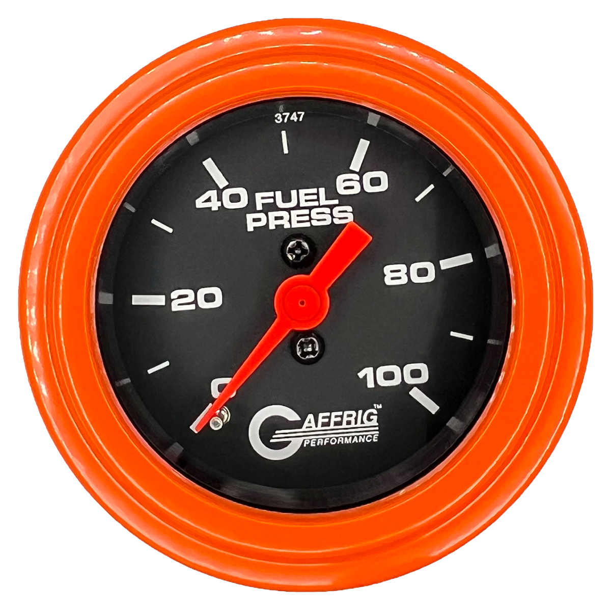 GAFFRIG 2 INCH MECHANICAL FUEL PRESSURE 0-100 PSI GAUGE STEP RIM (002) / ORANGE / BLACK