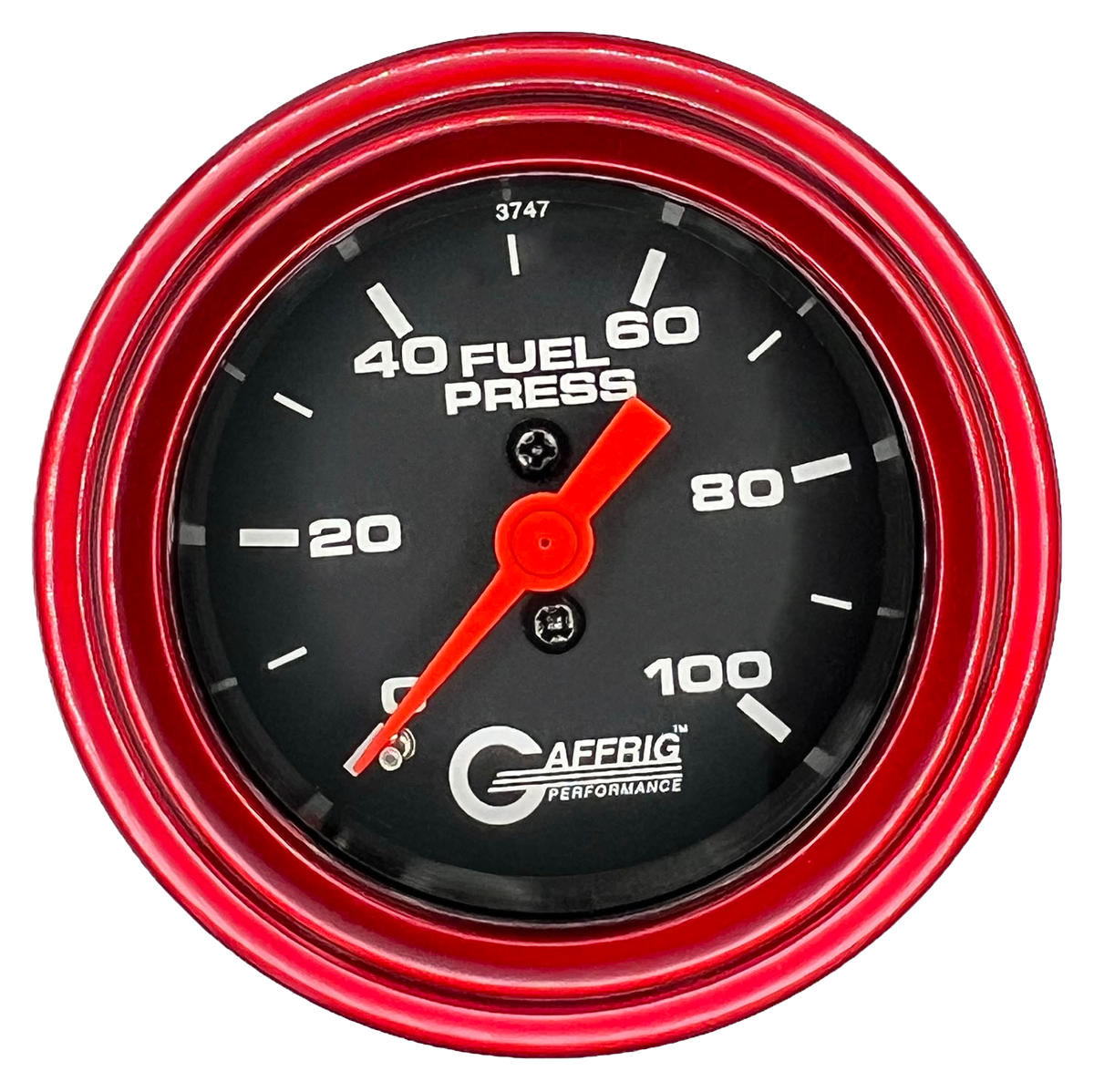 GAFFRIG 2 INCH MECHANICAL FUEL PRESSURE 0-100 PSI GAUGE STEP RIM (002) / RED / BLACK