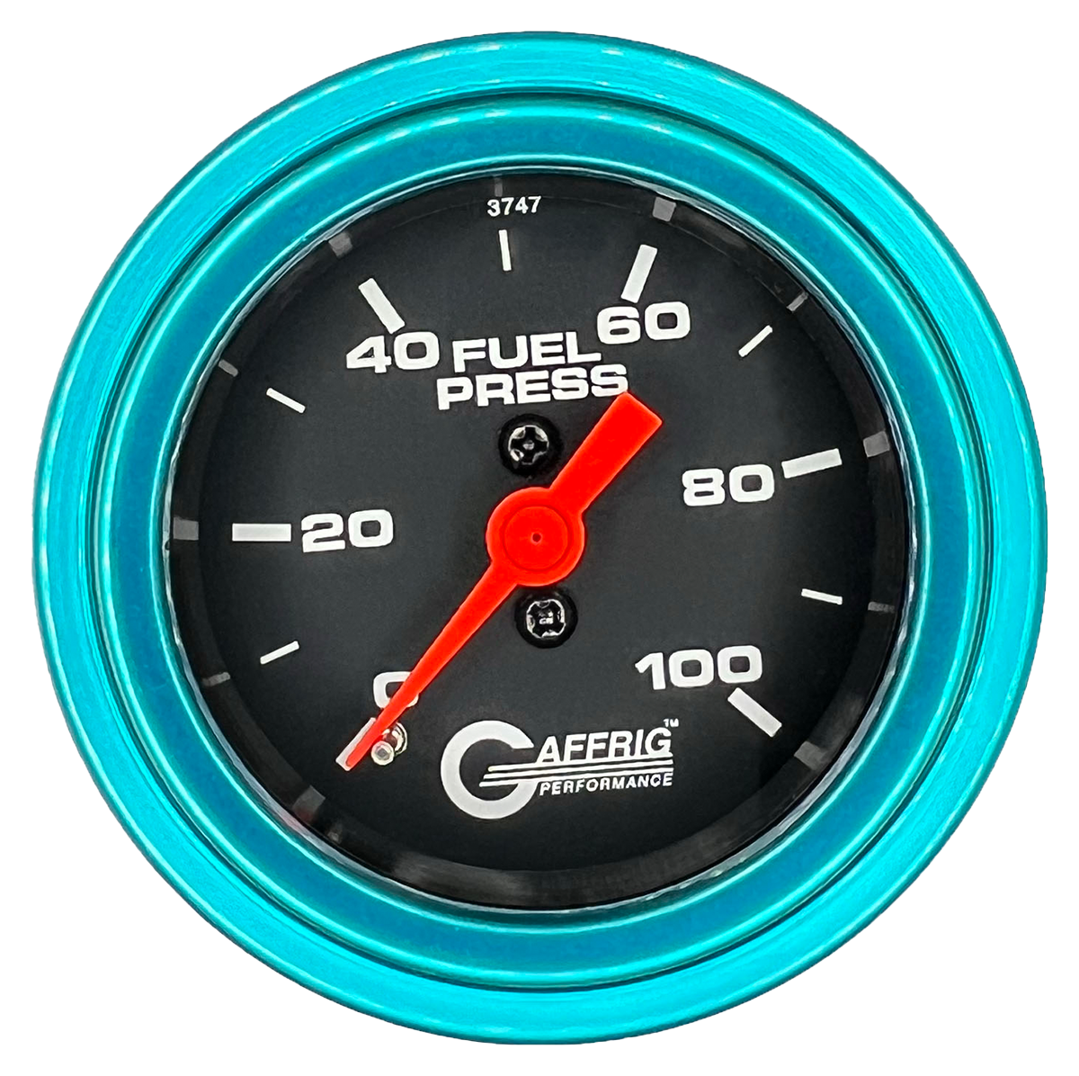 GAFFRIG 2 INCH MECHANICAL FUEL PRESSURE 0-100 PSI GAUGE STEP RIM (002) / TEAL / BLACK