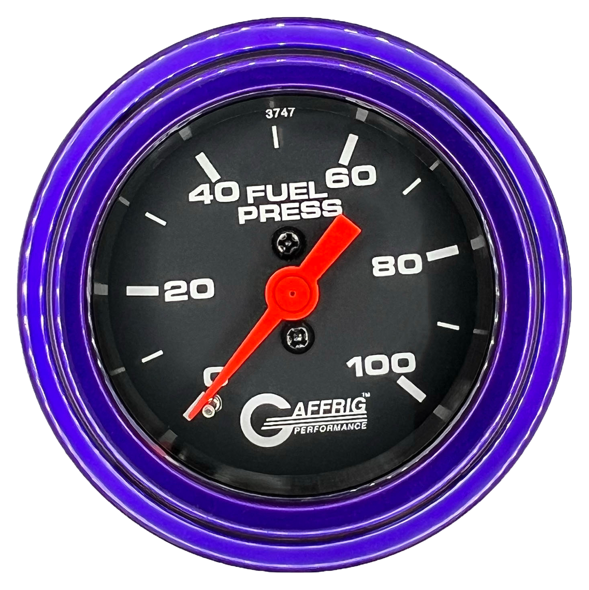 GAFFRIG 2 INCH MECHANICAL FUEL PRESSURE 0-100 PSI GAUGE STEP RIM (002) / PURPLE / BLACK