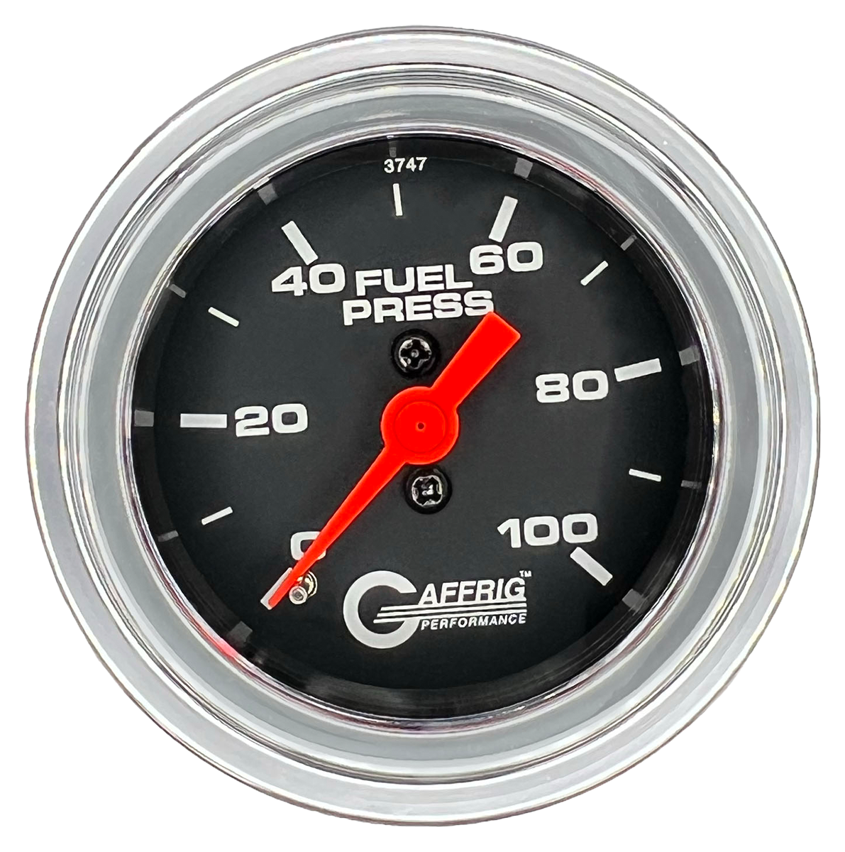 GAFFRIG 2 INCH MECHANICAL FUEL PRESSURE 0-100 PSI GAUGE STEP RIM (002) / CHROME/POLISHED / BLACK