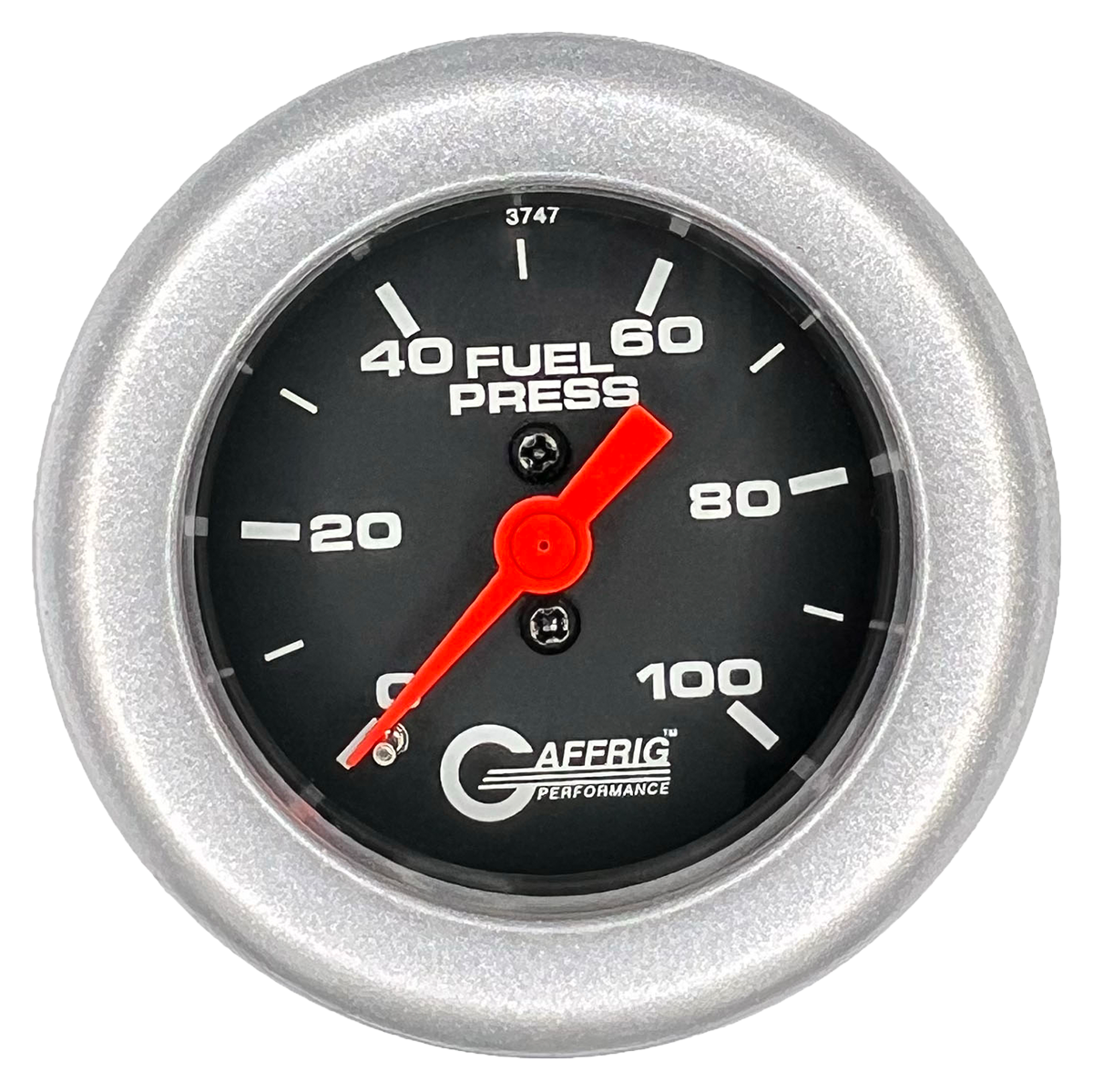 GAFFRIG 2 INCH MECHANICAL FUEL PRESSURE 0-100 PSI GAUGE FAT RIM (218) / PLATINUM / BLACK