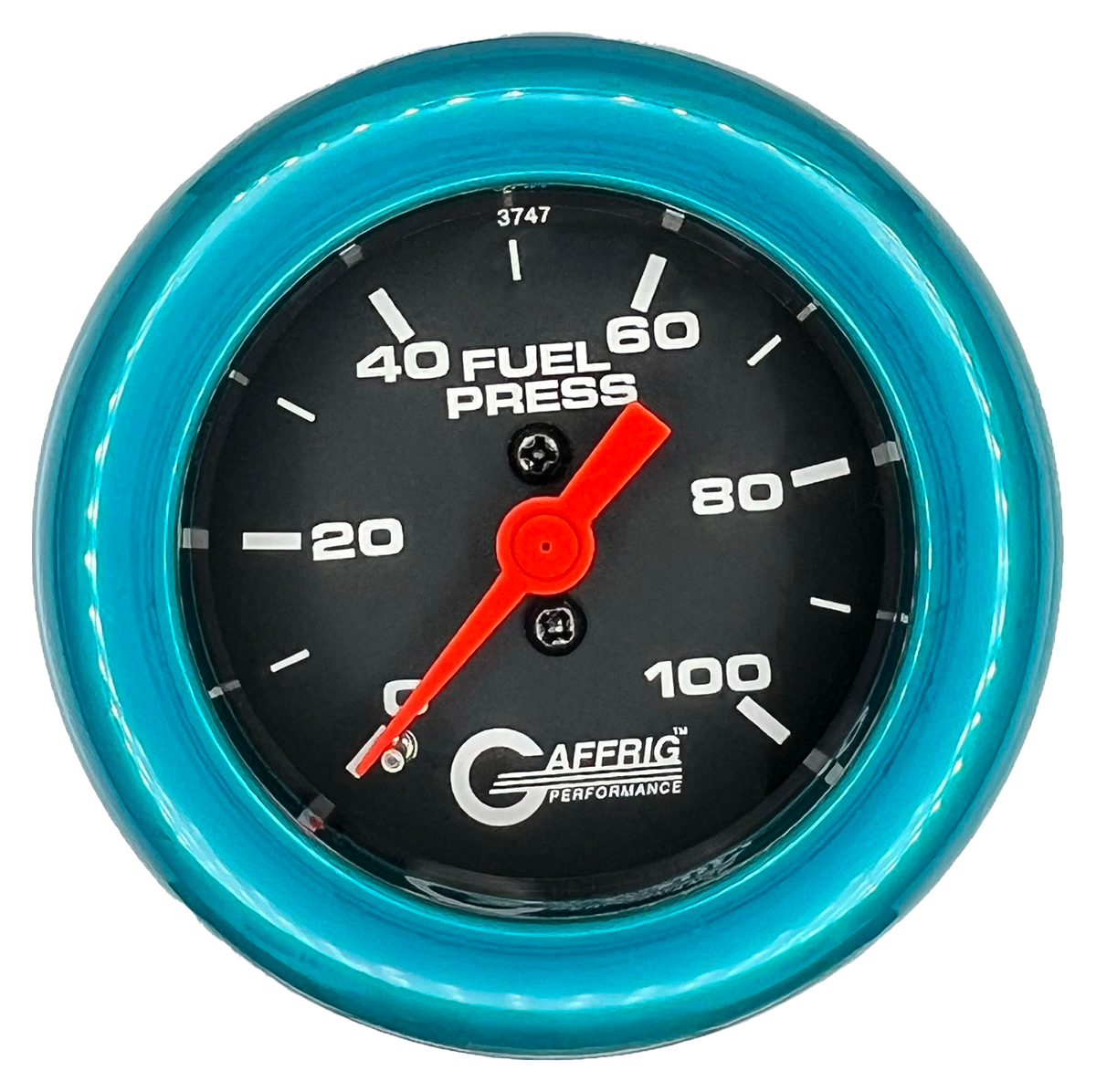 GAFFRIG 2 INCH MECHANICAL FUEL PRESSURE 0-100 PSI GAUGE FAT RIM (218) / TEAL / BLACK