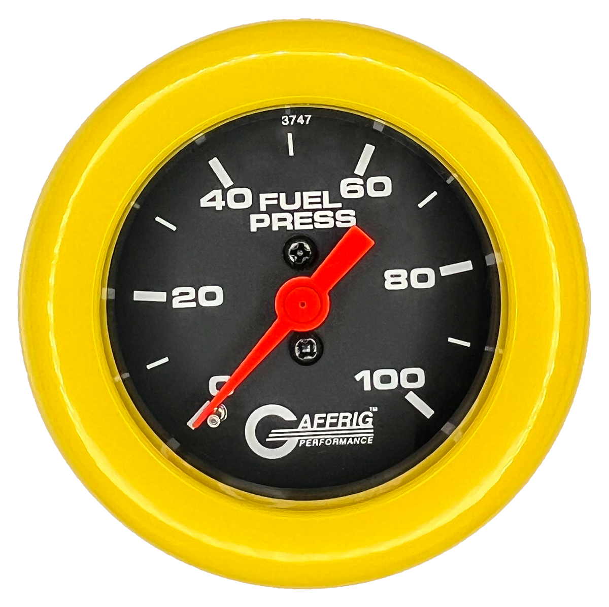 GAFFRIG 2 INCH MECHANICAL FUEL PRESSURE 0-100 PSI GAUGE FAT RIM (218) / YELLOW / BLACK