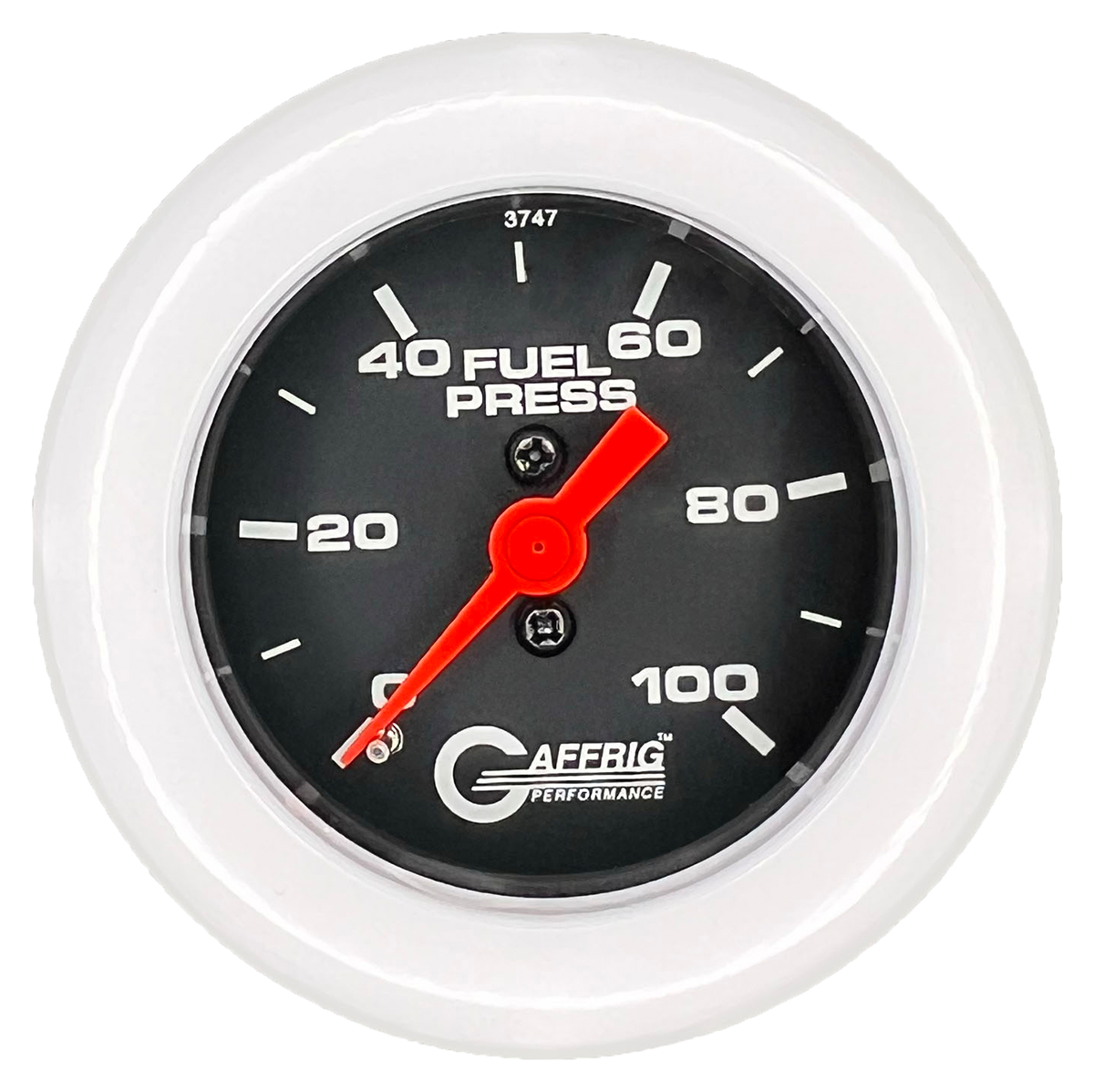 GAFFRIG 2 INCH MECHANICAL FUEL PRESSURE 0-100 PSI GAUGE FAT RIM (218) / WHITE / BLACK