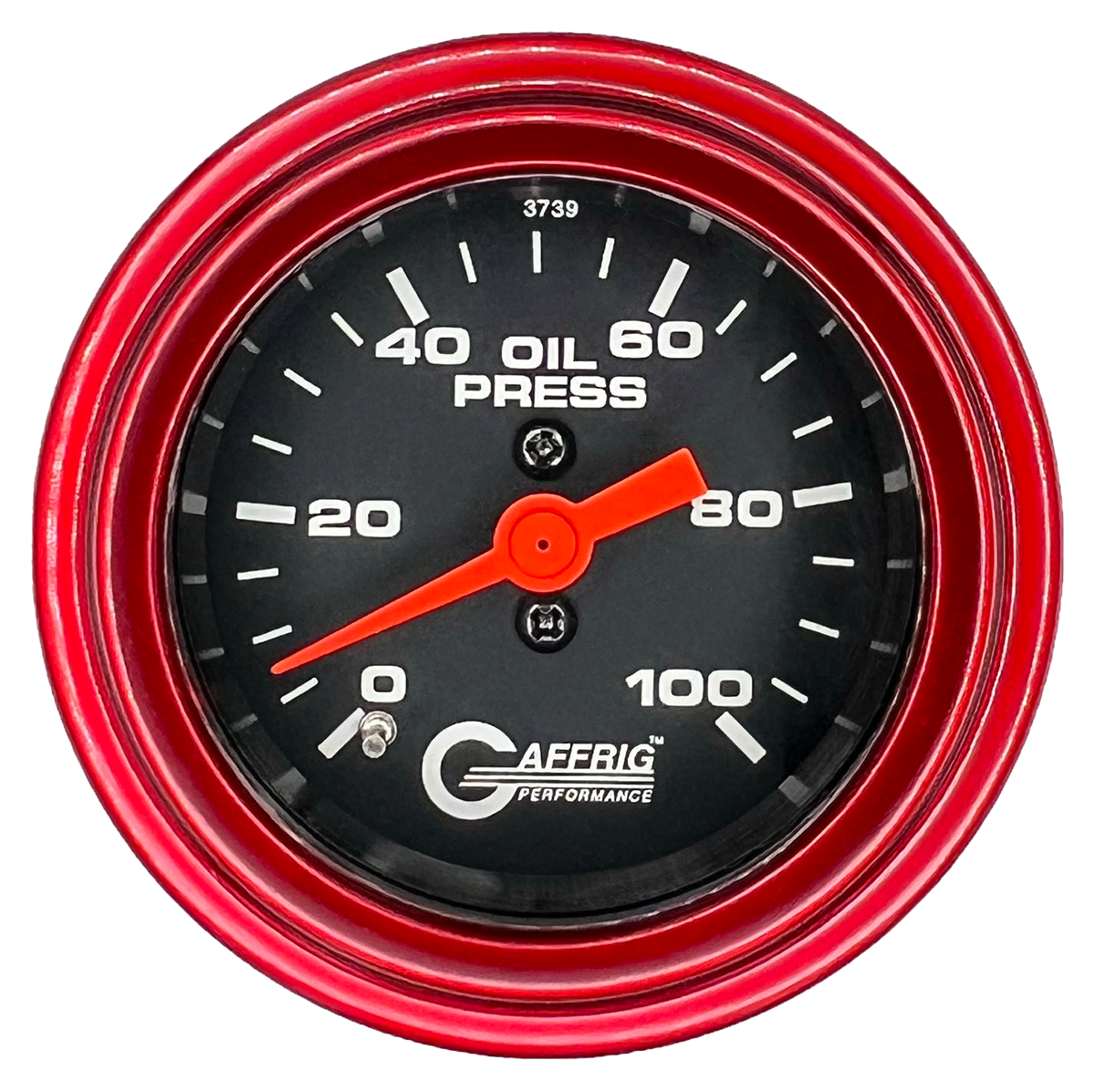 GAFFRIG 2 INCH MECHANICAL OIL PRESSURE 0-100 PSI GAUGE STEP RIM (002) / RED / BLACK