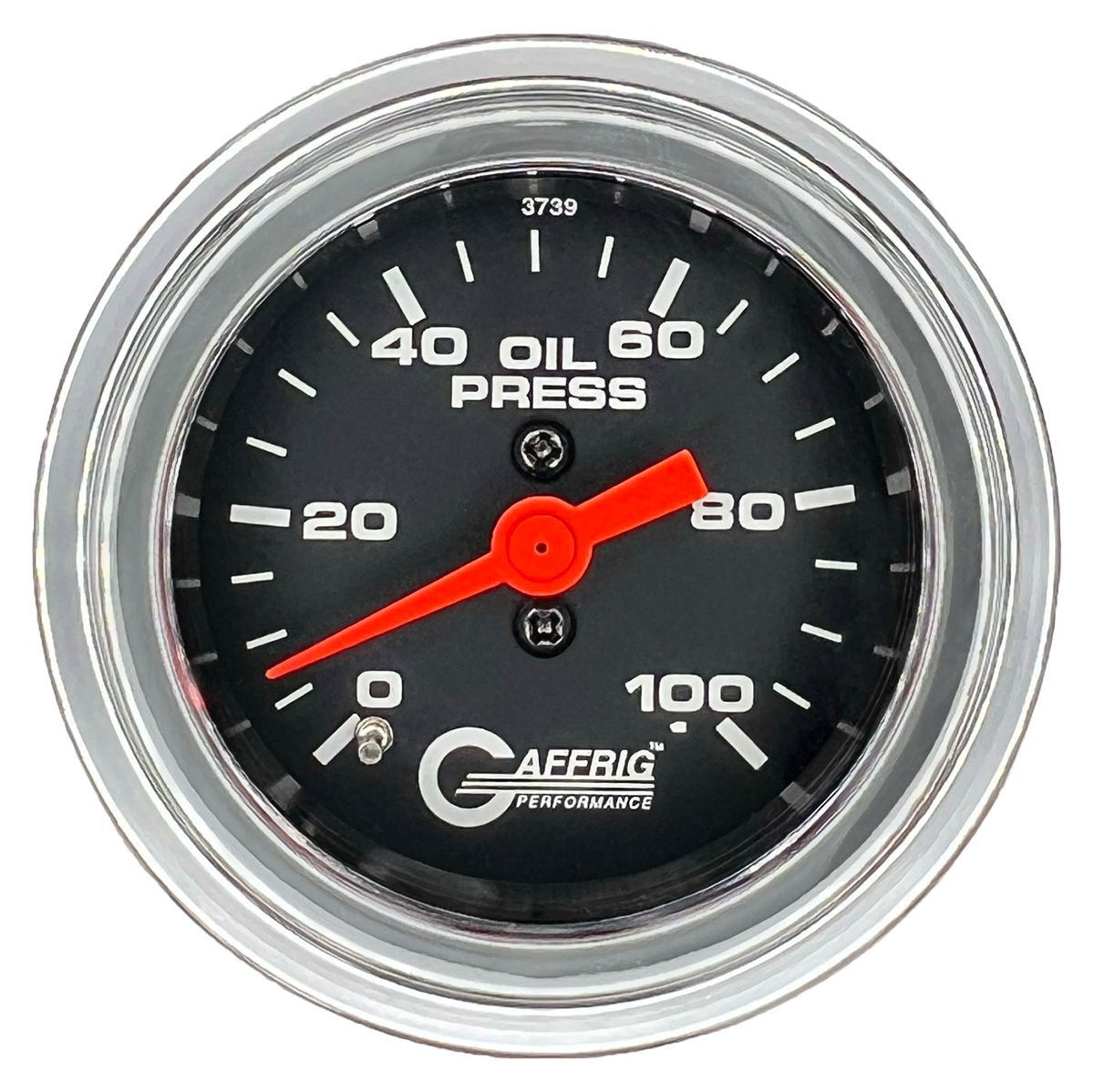 GAFFRIG 2 INCH MECHANICAL OIL PRESSURE 0-100 PSI GAUGE STEP RIM (002) / CHROME/POLISHED / BLACK