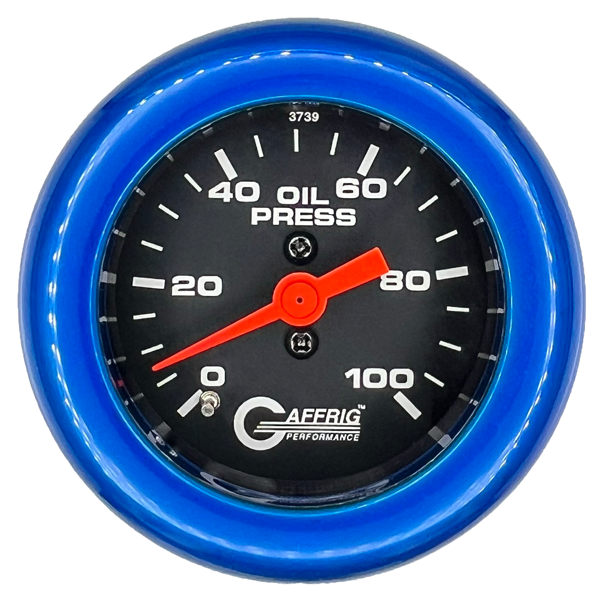 GAFFRIG 2 INCH MECHANICAL OIL PRESSURE 0-100 PSI GAUGE FAT RIM (218) / BLUE / BLACK