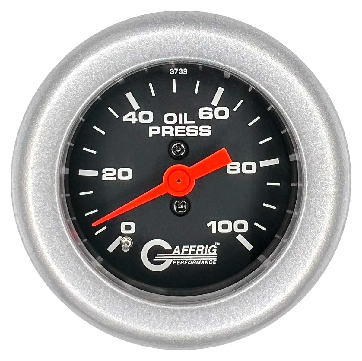 GAFFRIG 2 INCH MECHANICAL OIL PRESSURE 0-100 PSI GAUGE FAT RIM (218) / PLATINUM / BLACK