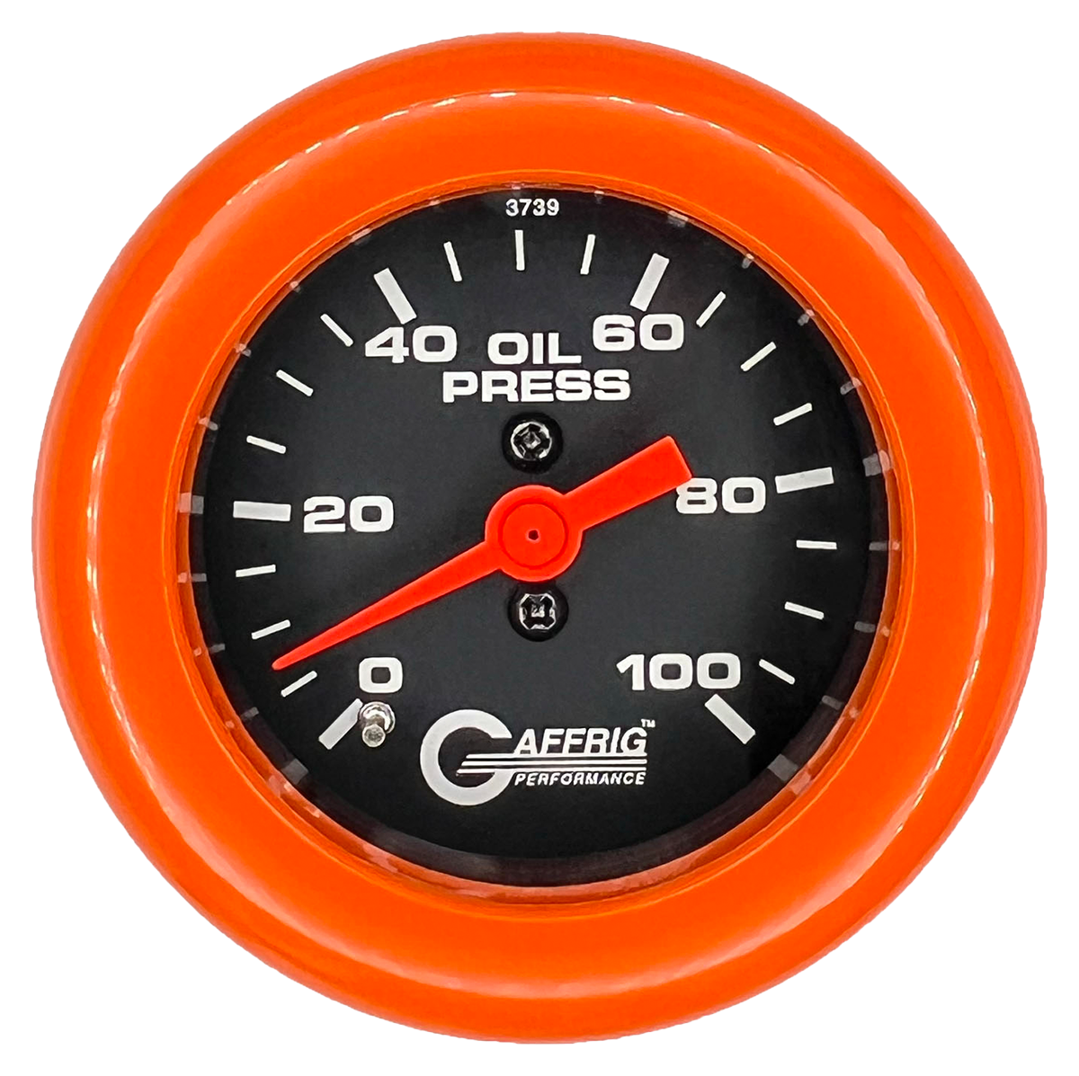 GAFFRIG 2 INCH MECHANICAL OIL PRESSURE 0-100 PSI GAUGE FAT RIM (218) / ORANGE / BLACK