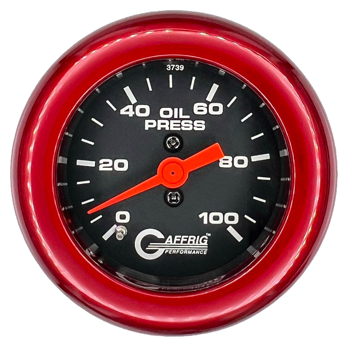 GAFFRIG 2 INCH MECHANICAL OIL PRESSURE 0-100 PSI GAUGE FAT RIM (218) / RED / BLACK