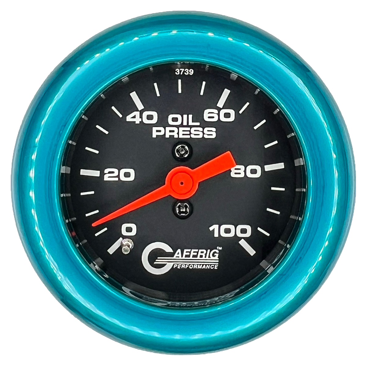 GAFFRIG 2 INCH MECHANICAL OIL PRESSURE 0-100 PSI GAUGE FAT RIM (218) / TEAL / BLACK
