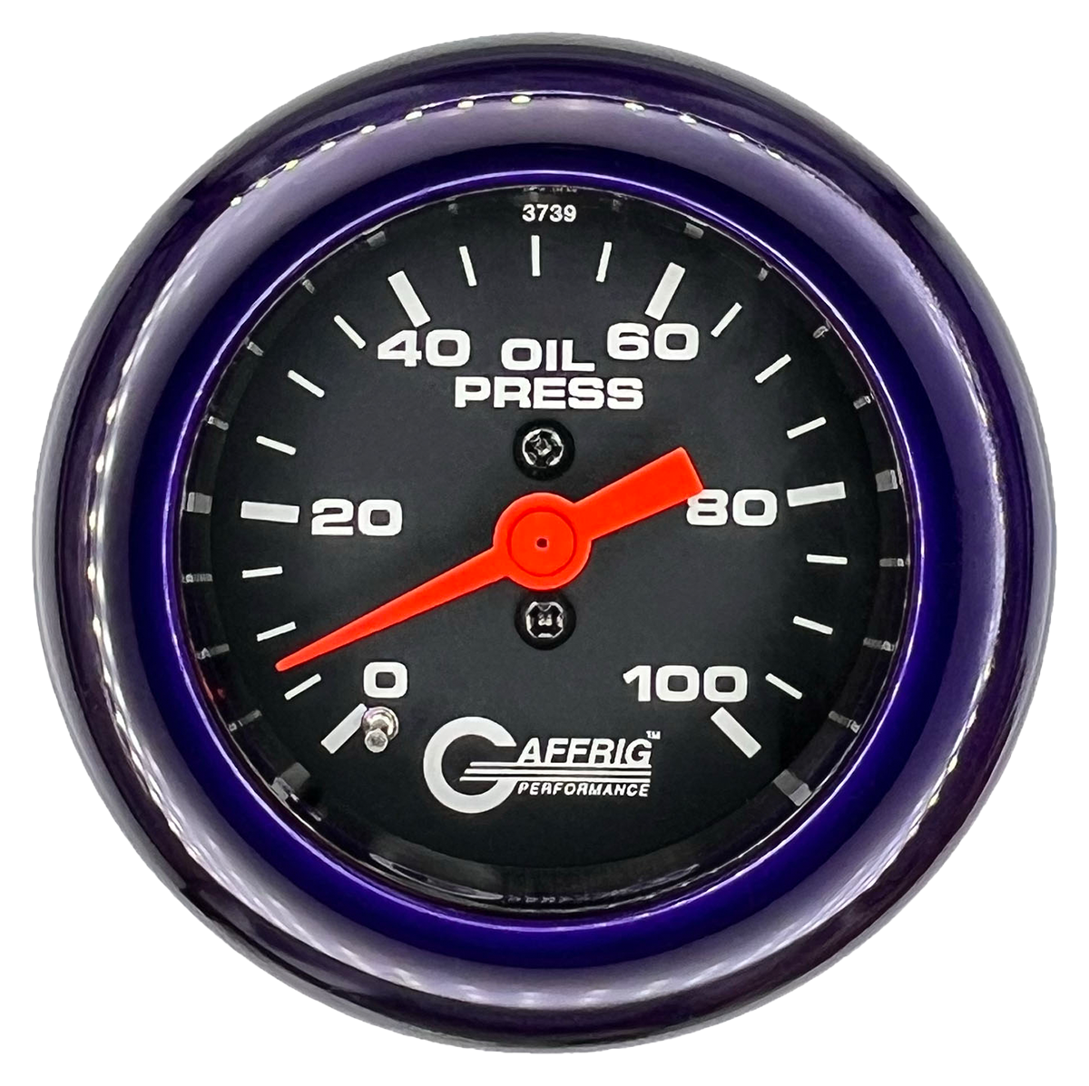GAFFRIG 2 INCH MECHANICAL OIL PRESSURE 0-100 PSI GAUGE FAT RIM (218) / PURPLE / BLACK