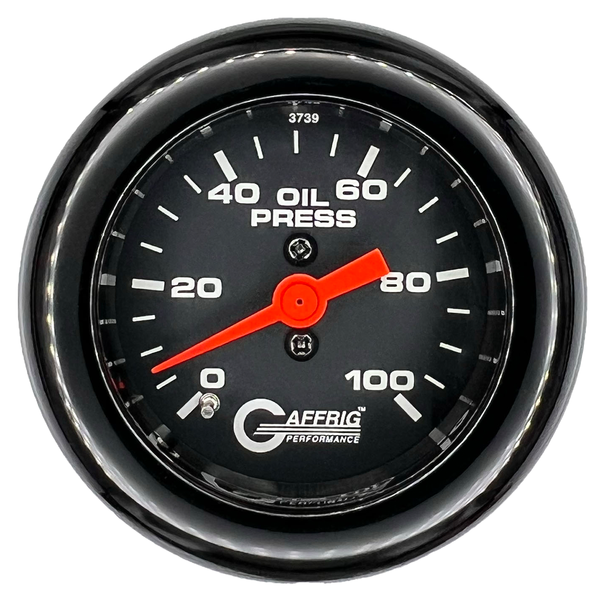 GAFFRIG 2 INCH MECHANICAL OIL PRESSURE 0-100 PSI GAUGE FAT RIM (218) / BLACK / BLACK