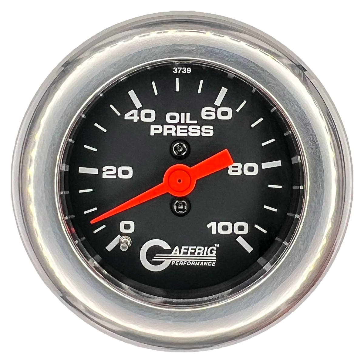 GAFFRIG 2 INCH MECHANICAL OIL PRESSURE 0-100 PSI GAUGE FAT RIM (218) / CHROME/POLISHED / BLACK