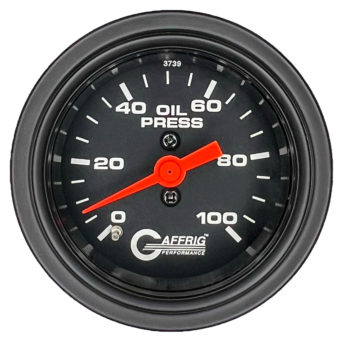 GAFFRIG 2 INCH MECHANICAL OIL PRESSURE 0-100 PSI GAUGE STEP RIM (002) / BLACK / BLACK