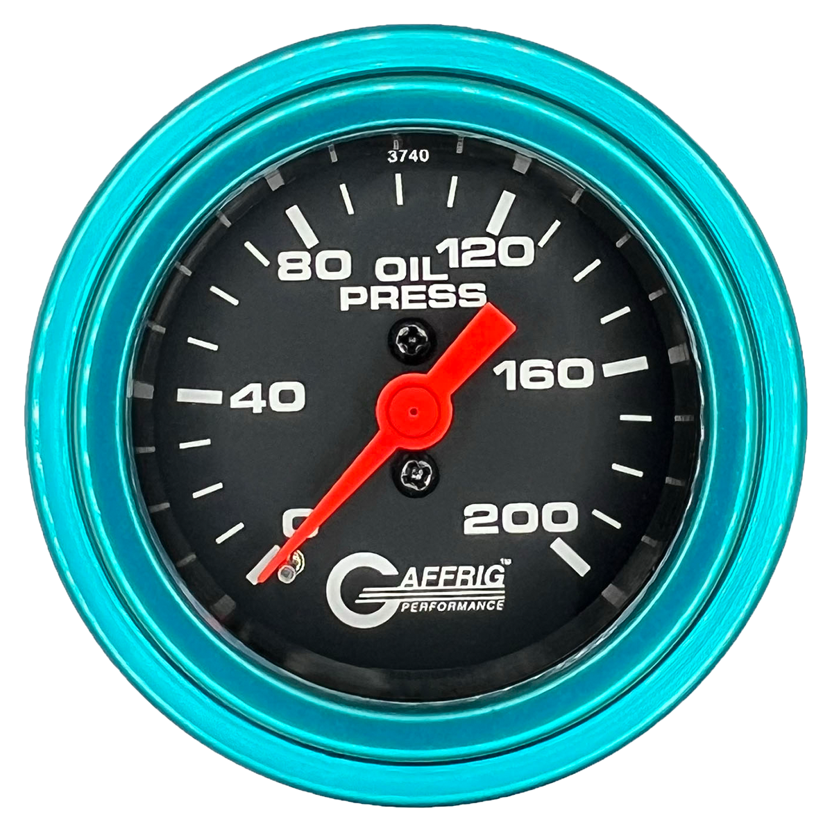 GAFFRIG 2 INCH MECHANICAL OIL PRESSURE 0-200 PSI GAUGE STEP RIM (002) / TEAL / BLACK