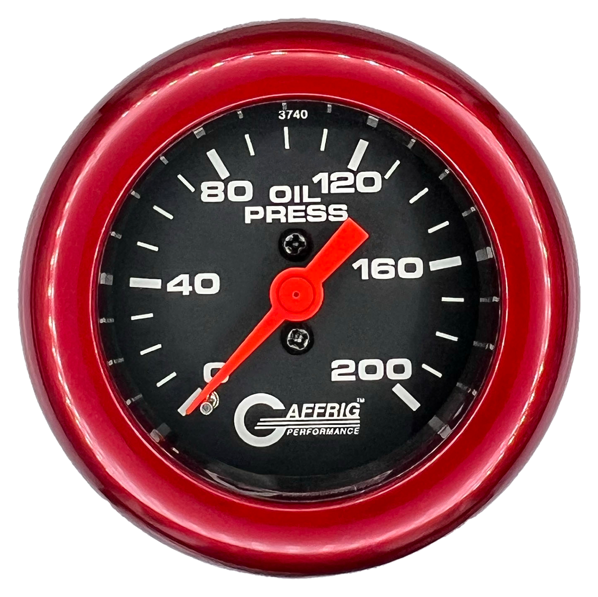 GAFFRIG 2 INCH MECHANICAL OIL PRESSURE 0-200 PSI GAUGE FAT RIM (218) / RED / BLACK