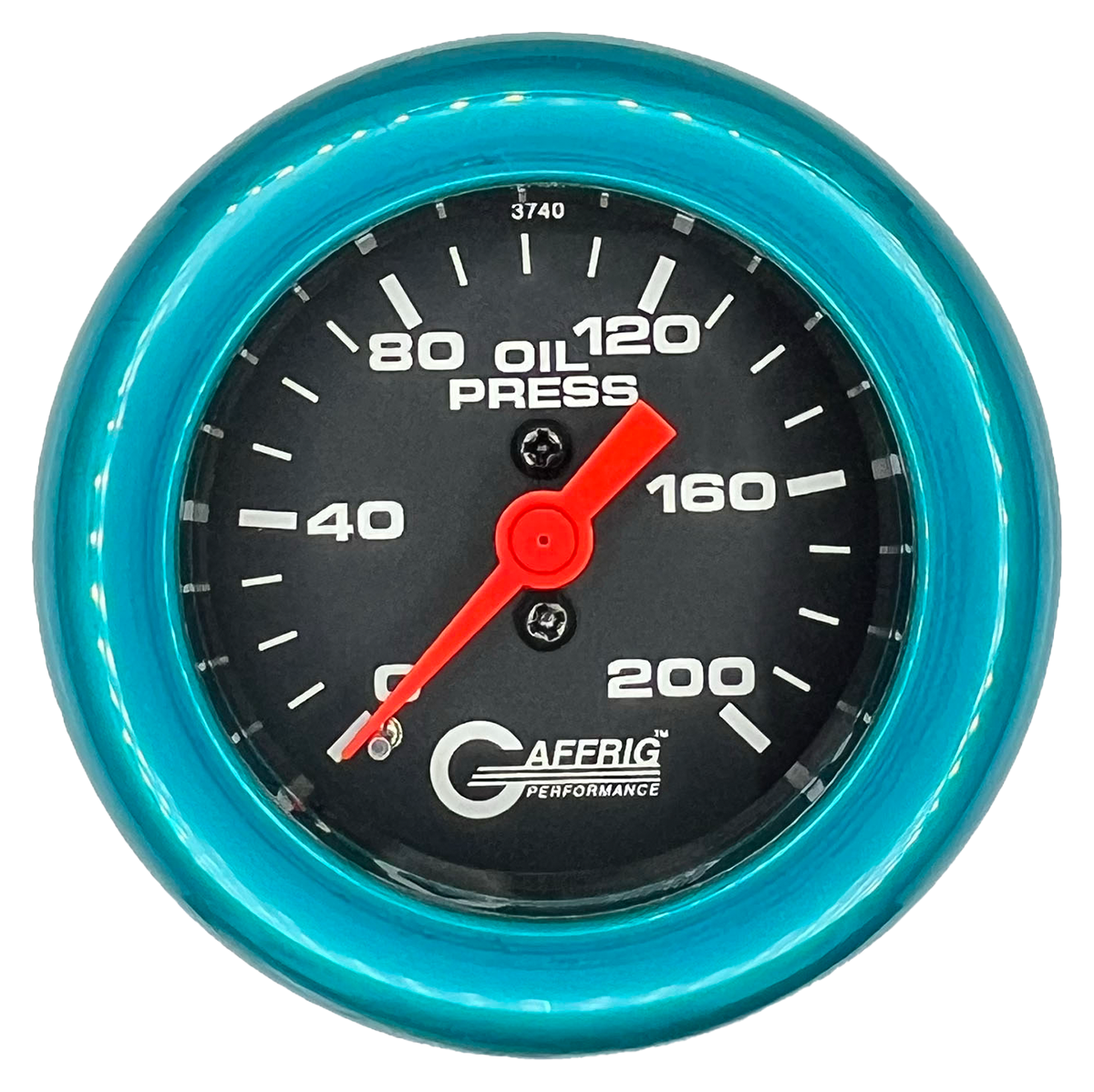 GAFFRIG 2 INCH MECHANICAL OIL PRESSURE 0-200 PSI GAUGE FAT RIM (218) / TEAL / BLACK