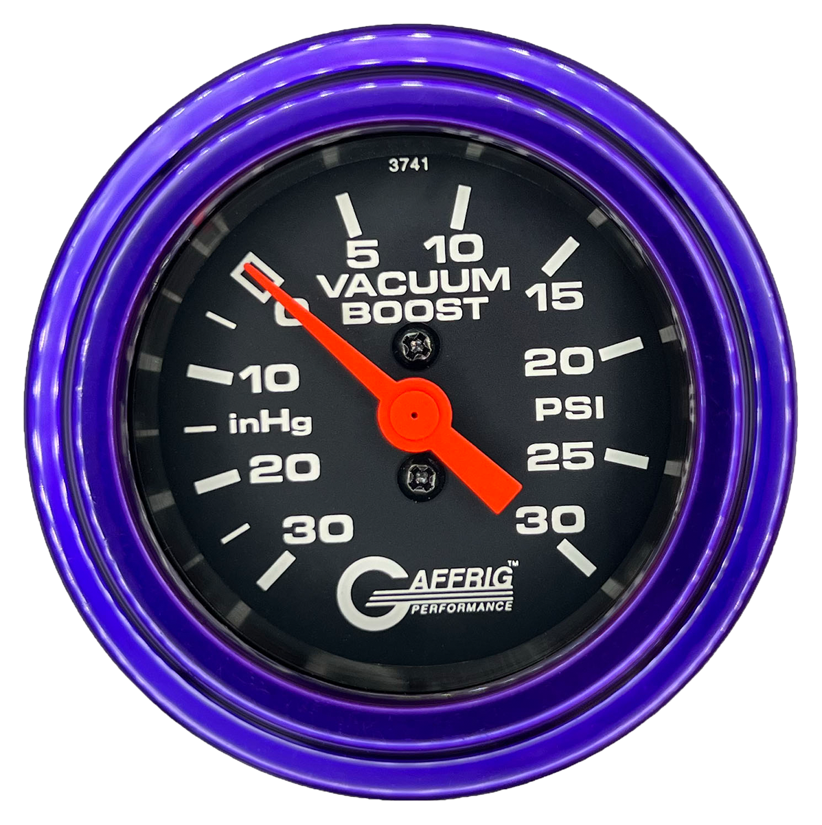 GAFFRIG 2 INCH MECHANICAL VACUUM 0-30HG/BOOST 0-30PSI GAUGE STEP RIM (002) / PURPLE / BLACK