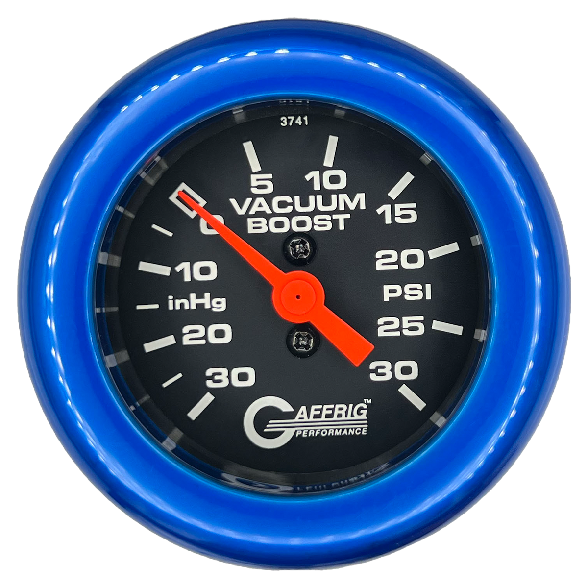 GAFFRIG 2 INCH MECHANICAL VACUUM 0-30HG/BOOST 0-30PSI GAUGE FAT RIM (218) / BLUE / BLACK