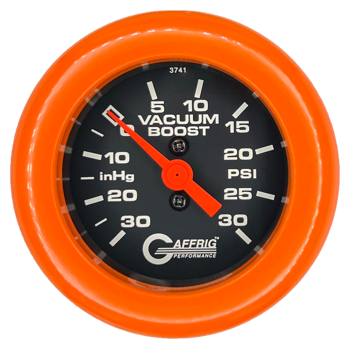 GAFFRIG 2 INCH MECHANICAL VACUUM 0-30HG/BOOST 0-30PSI GAUGE FAT RIM (218) / ORANGE / BLACK