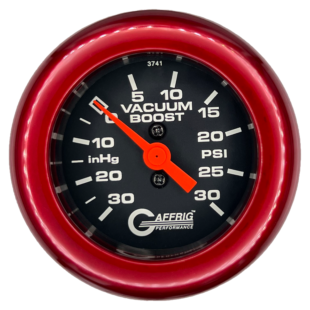 GAFFRIG 2 INCH MECHANICAL VACUUM 0-30HG/BOOST 0-30PSI GAUGE FAT RIM (218) / RED / BLACK