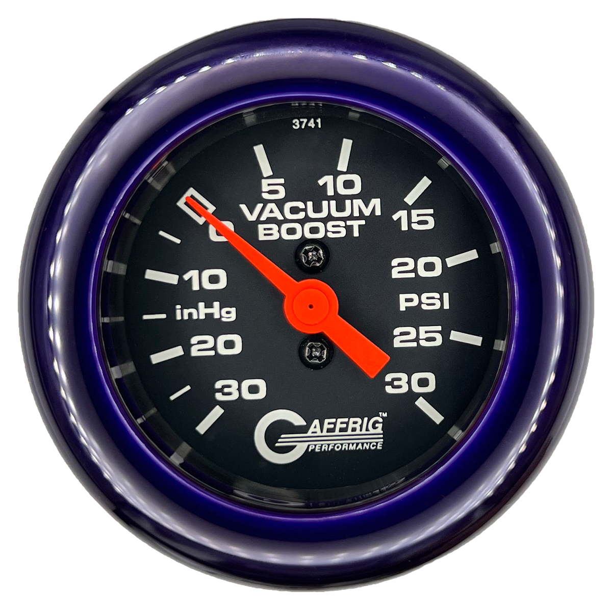 GAFFRIG 2 INCH MECHANICAL VACUUM 0-30HG/BOOST 0-30PSI GAUGE FAT RIM (218) / PURPLE / BLACK