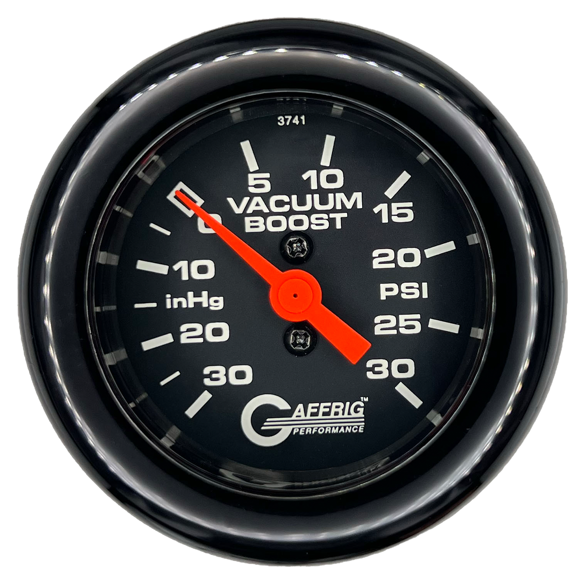 GAFFRIG 2 INCH MECHANICAL VACUUM 0-30HG/BOOST 0-30PSI GAUGE FAT RIM (218) / BLACK / BLACK