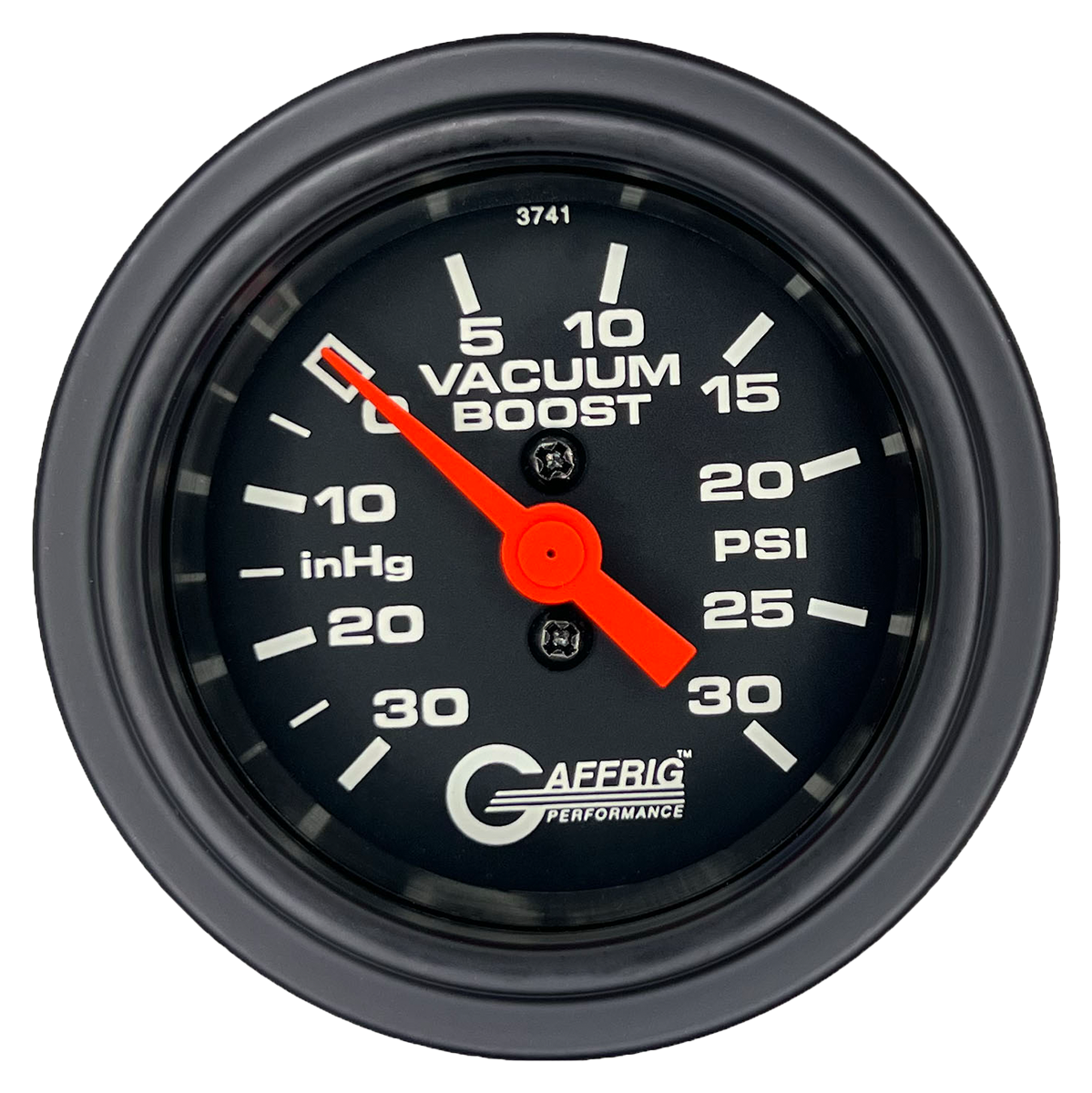 GAFFRIG 2 INCH MECHANICAL VACUUM 0-30HG/BOOST 0-30PSI GAUGE STEP RIM (002) / BLACK / BLACK