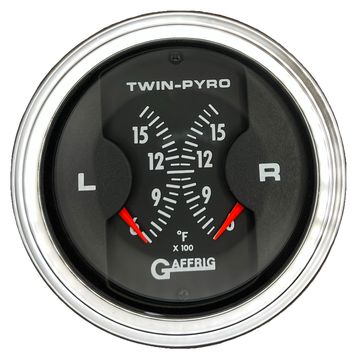 GAFFRIG 3 INCH ELECTRIC DUAL PYROMETER BLACK / CHROME/POLISHED