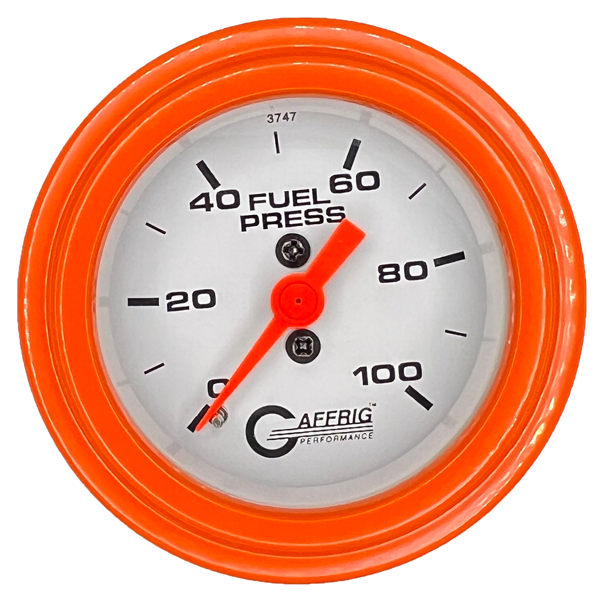 GAFFRIG 2 INCH MECHANICAL FUEL PRESSURE 0-100 PSI GAUGE STEP RIM (002) / ORANGE / WHITE