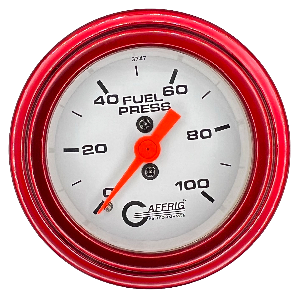 GAFFRIG 2 INCH MECHANICAL FUEL PRESSURE 0-100 PSI GAUGE STEP RIM (002) / RED / WHITE
