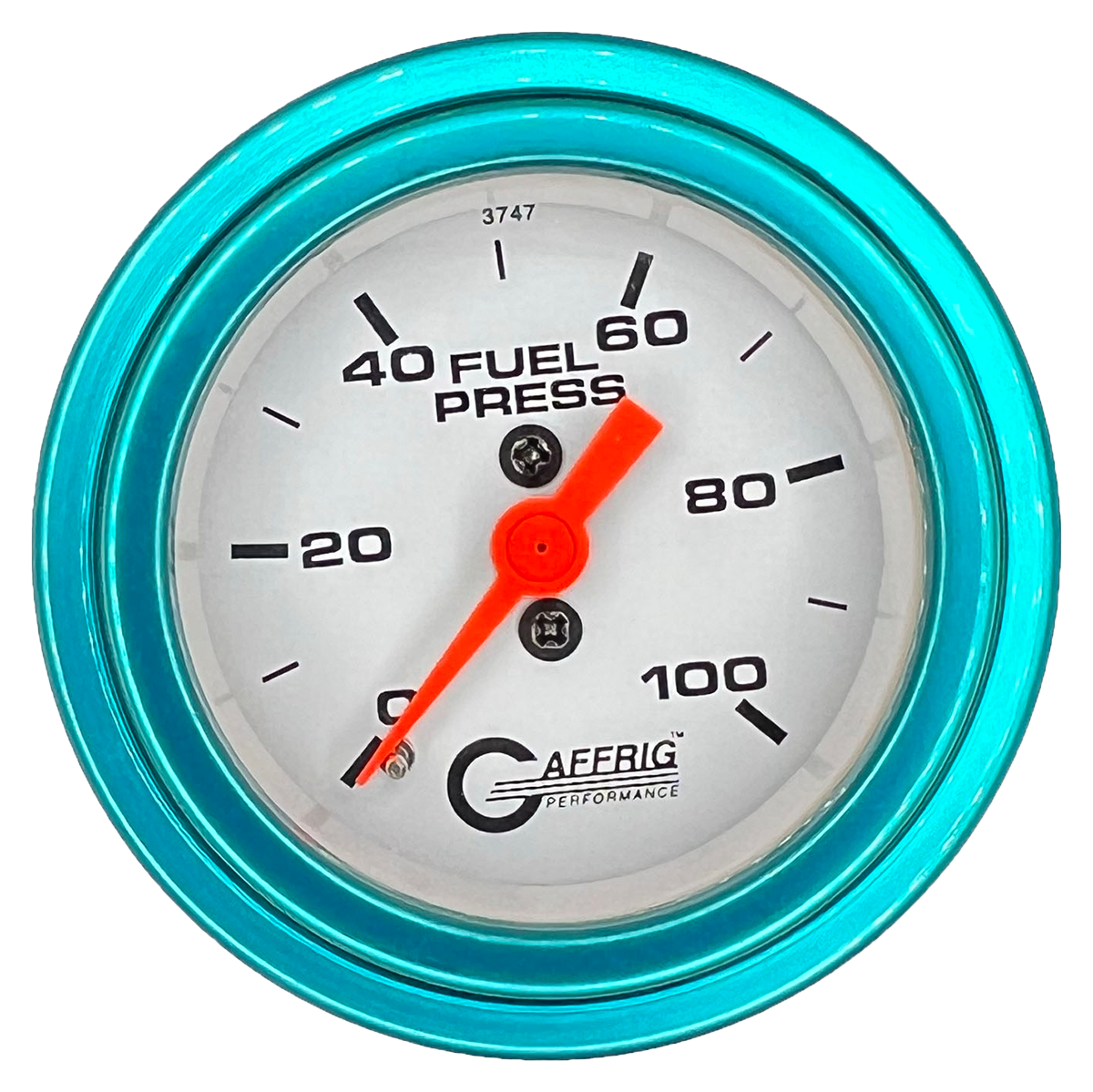 GAFFRIG 2 INCH MECHANICAL FUEL PRESSURE 0-100 PSI GAUGE STEP RIM (002) / TEAL / WHITE