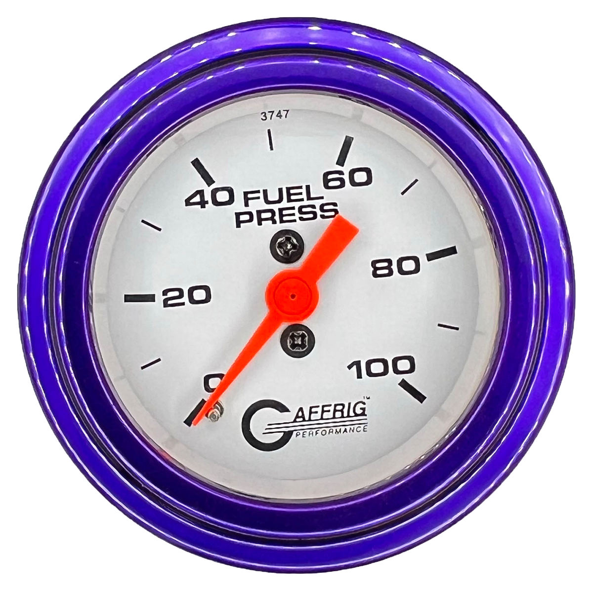 GAFFRIG 2 INCH MECHANICAL FUEL PRESSURE 0-100 PSI GAUGE STEP RIM (002) / PURPLE / WHITE